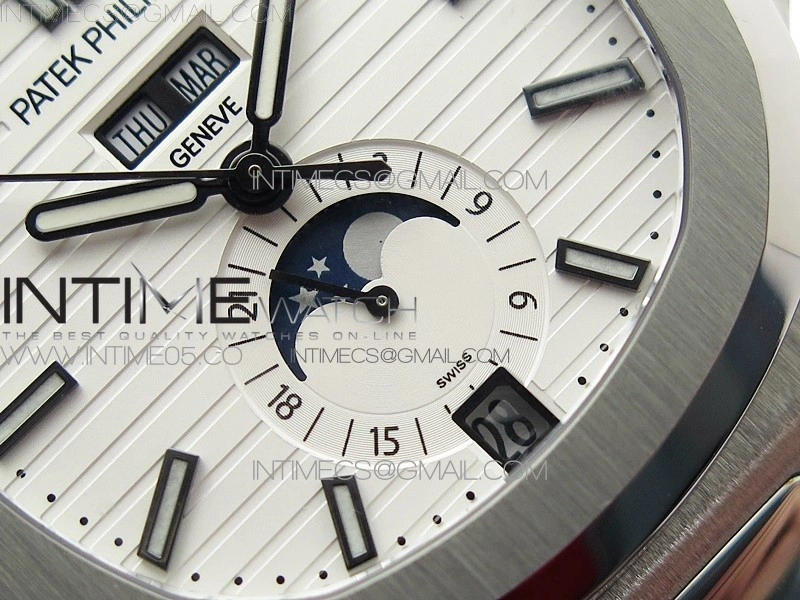 NAUTILUS 5726 SS GRF 1:1 BEST EDITION WHITE DIAL WORKING ANNUAL CALENDARON SS BRACELET A.324 V3